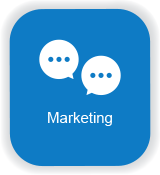 Marketing - ícone com 2 balões de fala/comunicação