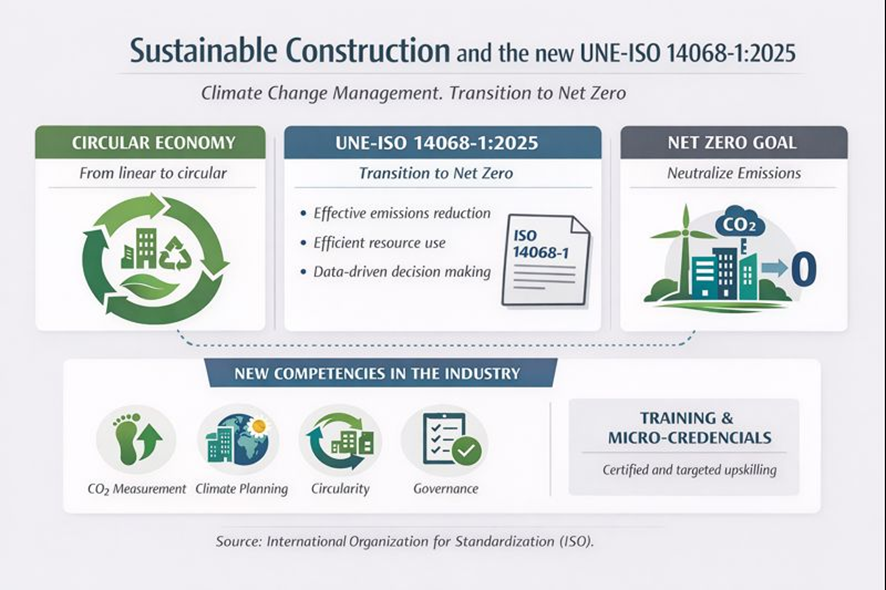 Construção sustentável e os novos UNE-ISO 14068-1:2025